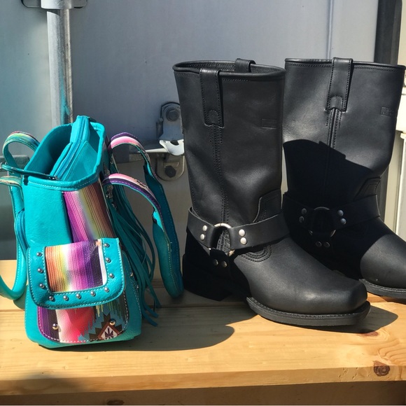 Brand New Biker Boots with a Native American Designed Purse BOTH BRAND NEW - Picture 4 of 16